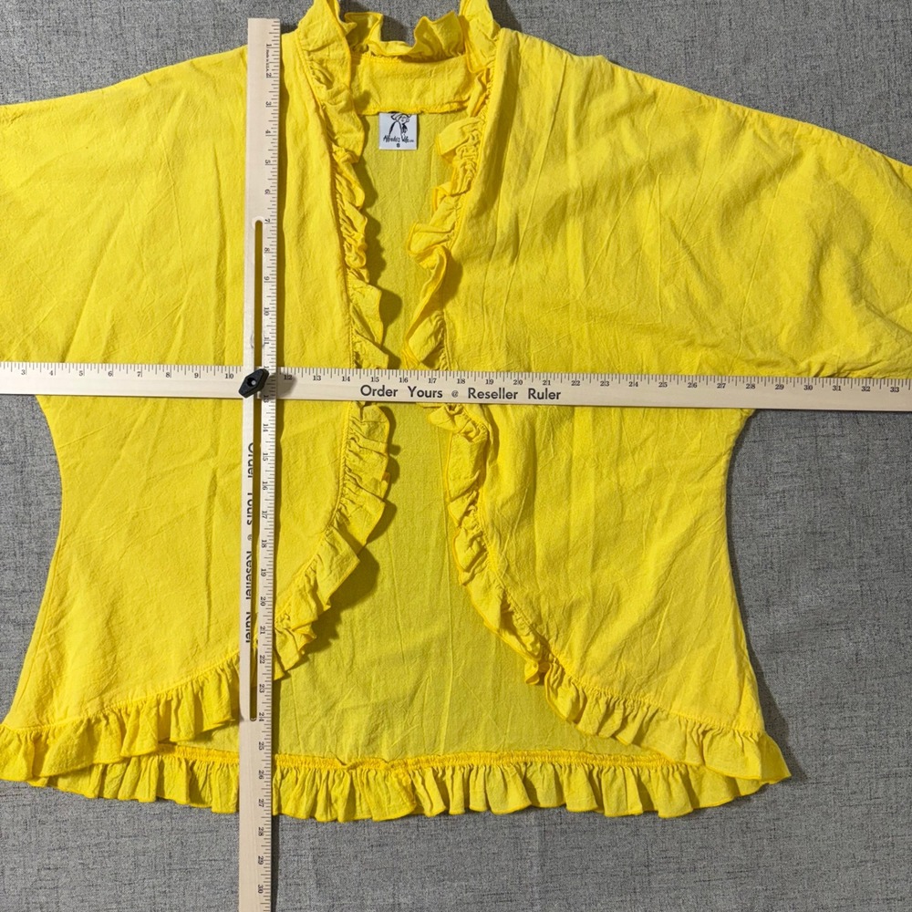 Alfredos Wife Yellow Ruffle Capris Set Women Small Loungewear Summer Beach - Picture 5 of 12